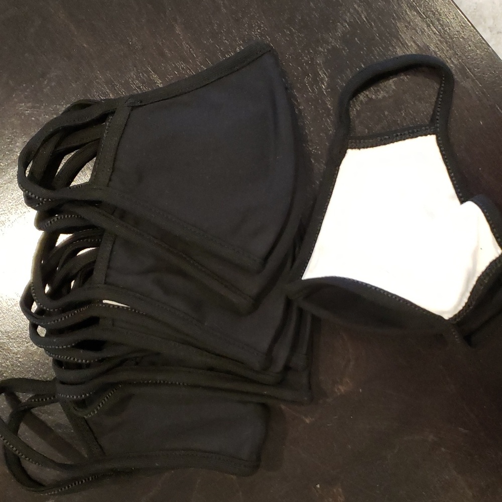 Cloth Face Masks, black t-shirt material. set of 8.
